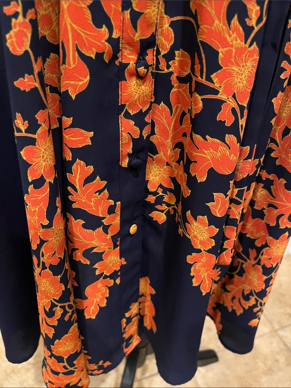 Nanette Lepore Navy Dress with Orange Floral Pattern - Picture 3 of 5